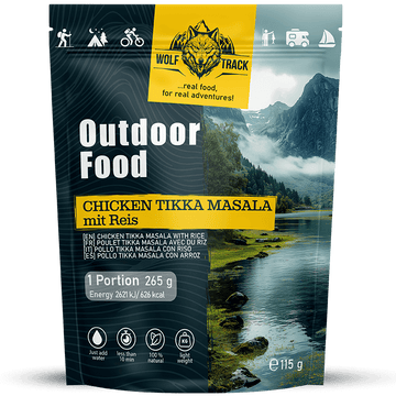 Beutel Chicken Tikka Masala mit Reis – aromatisches Outdoor-Gericht in 10 Minuten