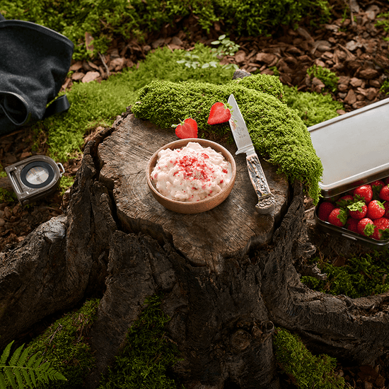 Milchreis mit Erdbeeren – süßes Dessert für Outdoor-Abende